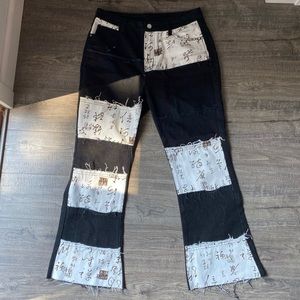 Black and white patched pants